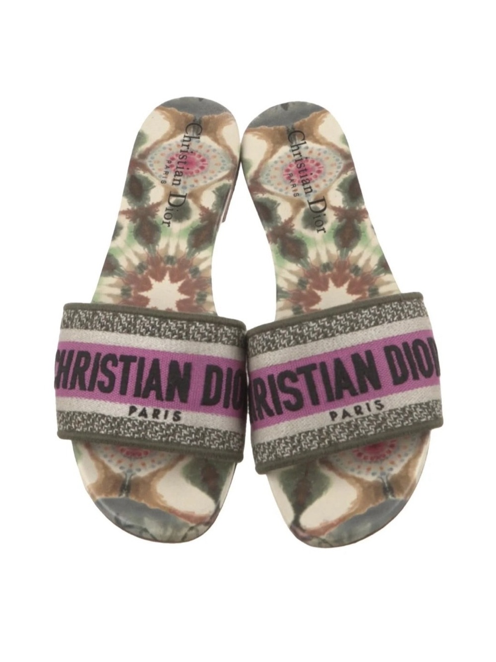 Dior Pink and Green Slide Sandals - Christian Dior - Picture 2 of 8